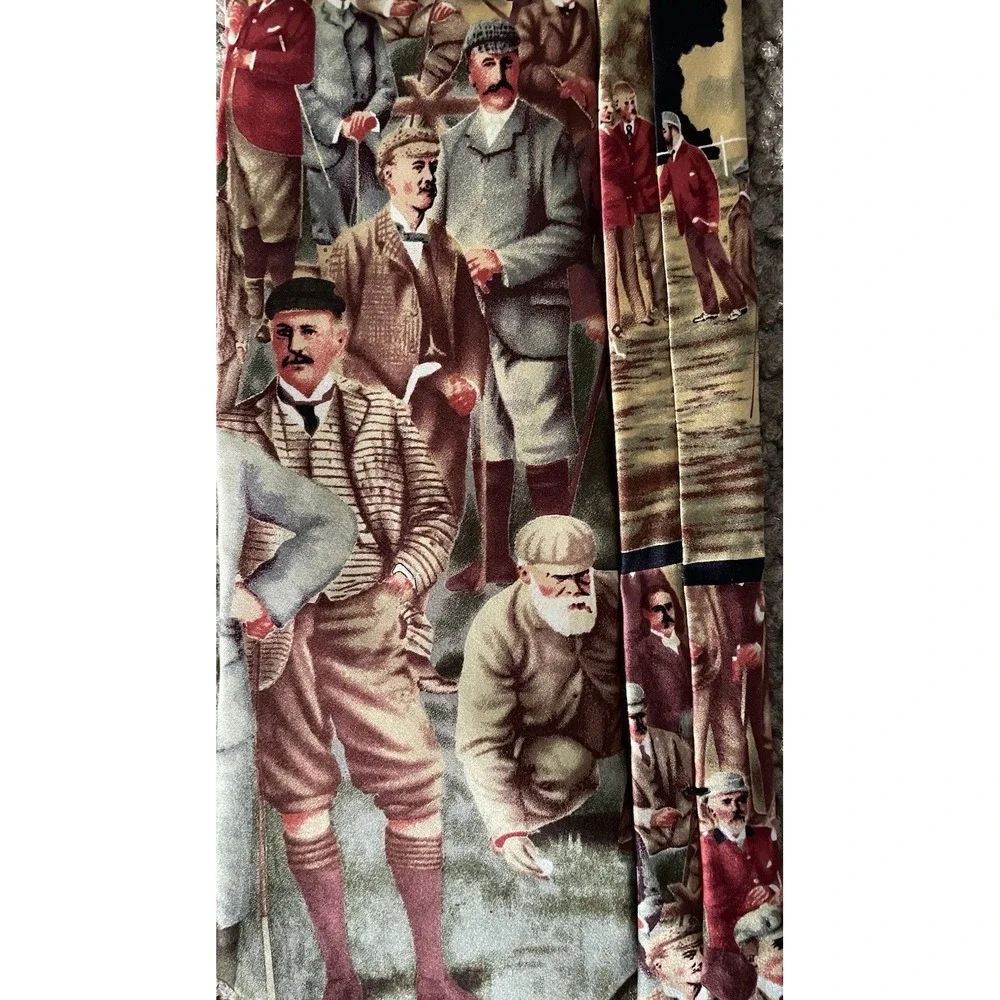 Cromley & Finch Neckwear Tie Golf Portrait Knicker Pattern London 100% Silk JBHS